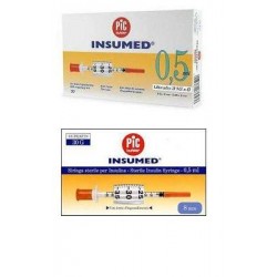 Pikdare Siringa Per Insulina Pic Insumed 0,5 Ml 100 Ui Ago Gauge 30 Lunghezza 8 Mm Senza Spazio Morto 3 Sacchetti Da 10 Pezzi