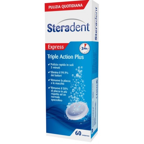 Reckitt Benckiser H. Steradent Triple Action Plus 60 Compresse Pulenti