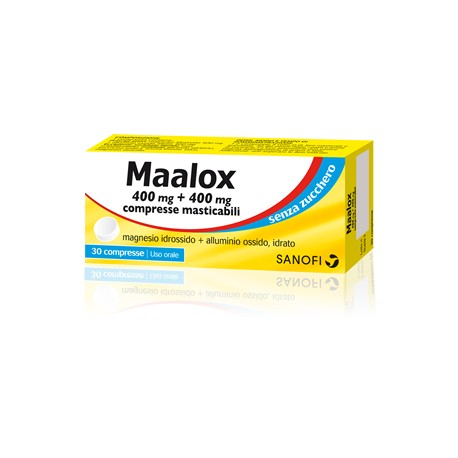 Maalox 30 Compresse Masticabili S/Zucchero 400 mg + 400 mg