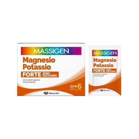 Massigen Magnesio e Potassio Forte Zero Zuccheri PROMO 24+6 Bustine