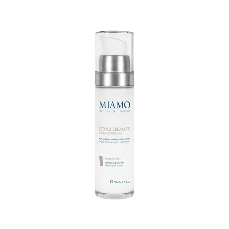 Miamo Longevity Plus Retinol Cream 1% Advanced Formula Trattamento Notte Rigenerante per Pelle Normale e Mista 50ml