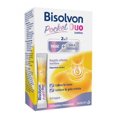 Sanofi Bisolvon Duo Pocket Lenitivo Tosse + Gola Irritata A Base Di Miele E Altea 14 Bustine Monodose 10 Ml