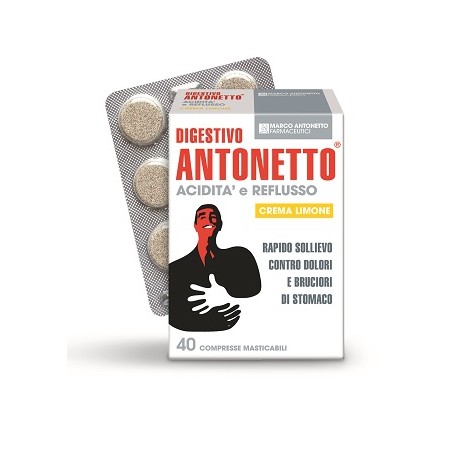 Chiesi Farmaceutici Digestivo Antonetto Acidita' E Reflusso Crema Al Limone 40 Compresse Masticabili